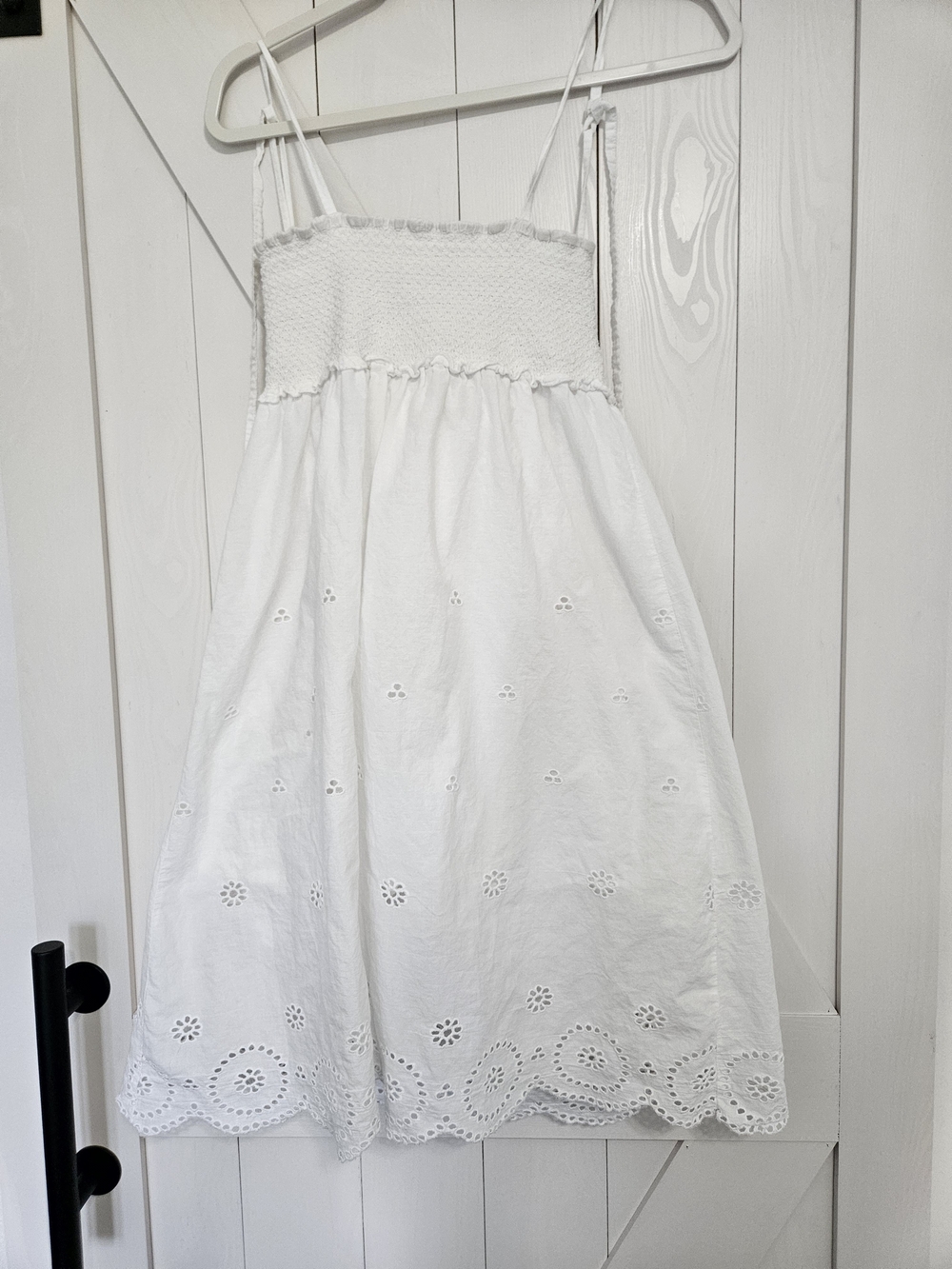 blue island White Eyelet Sundress with Smocked Bodice